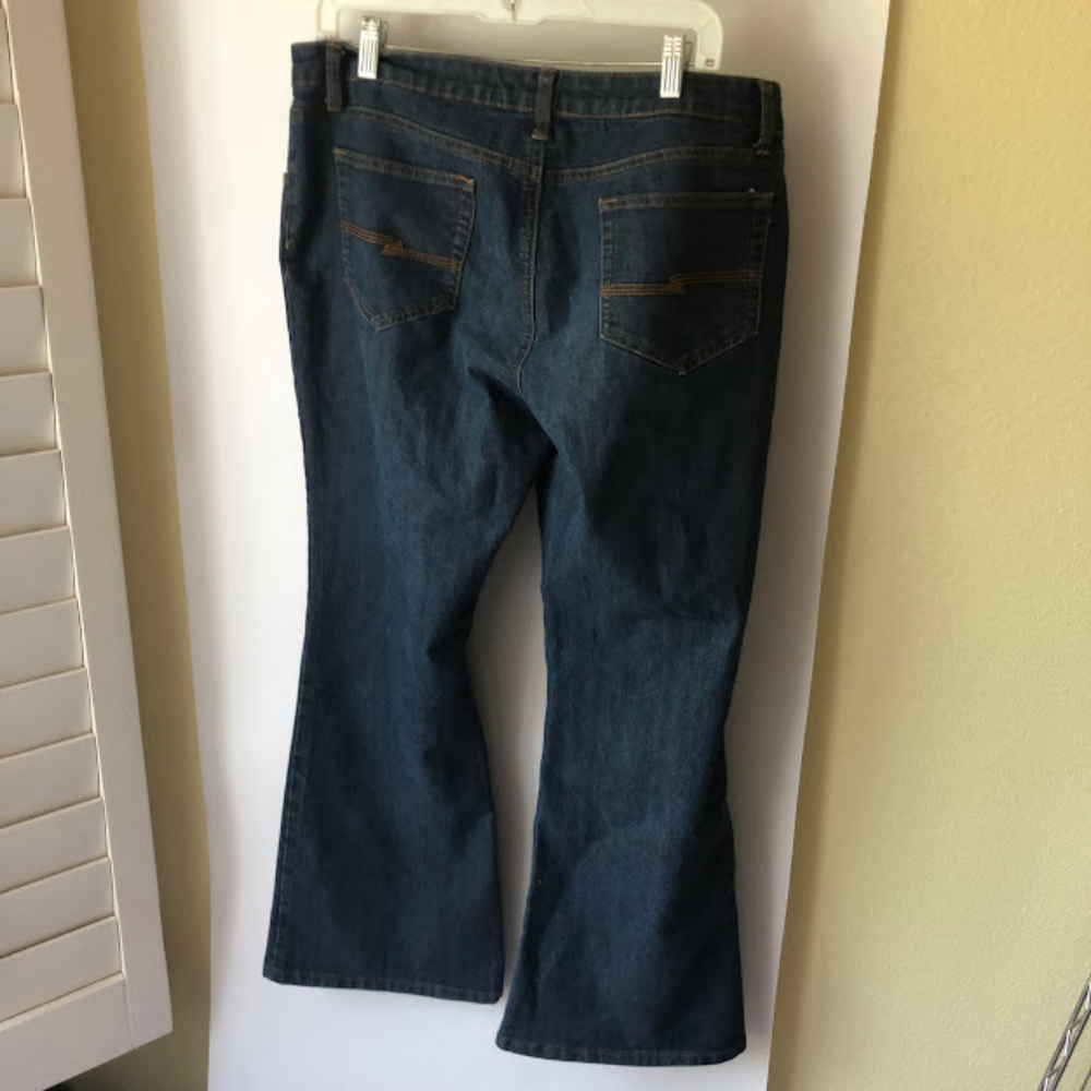 🔥Arizona Women's Sz 33 Plus Pants Denim Dark Blue - Picture 2 of 4